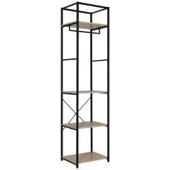 Portant à vêtements d'angle modulable en bois et métal noir 4 étagères 2 penderies Homesight June l. 230 cm