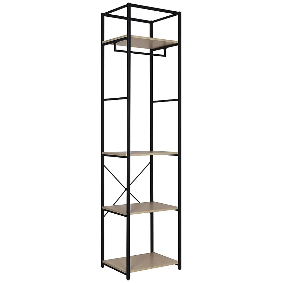 Portant à vêtements d'angle modulable en bois et métal noir 4 étagères 2 penderies Homesight June l. 230 cm