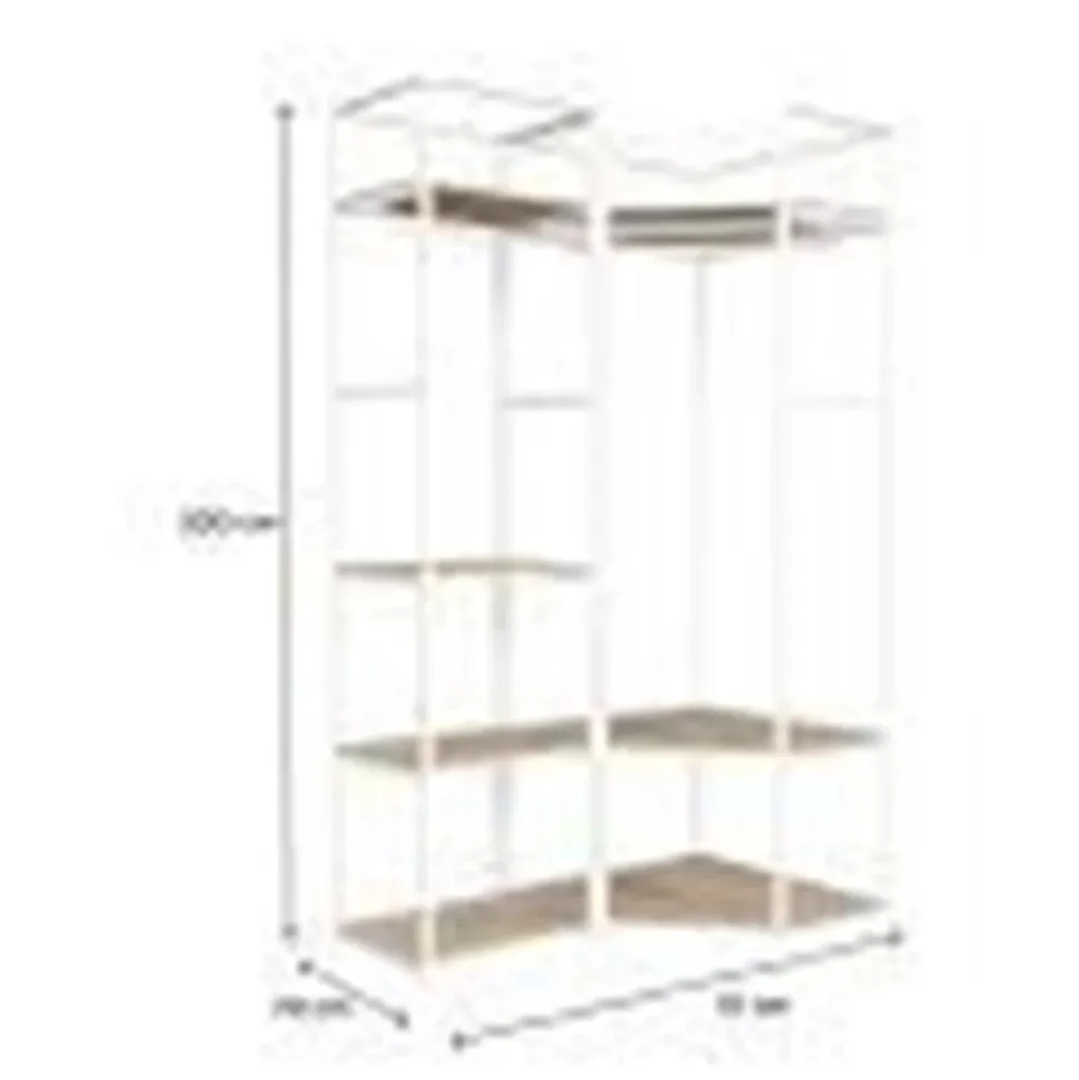 Portant à vêtements d'angle modulable en bois et métal blanc 4 étagères et 2 penderies Homesight June l. 120 cm