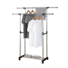 Portant à vêtements double réglable avec roulettes Herzberg HG03251