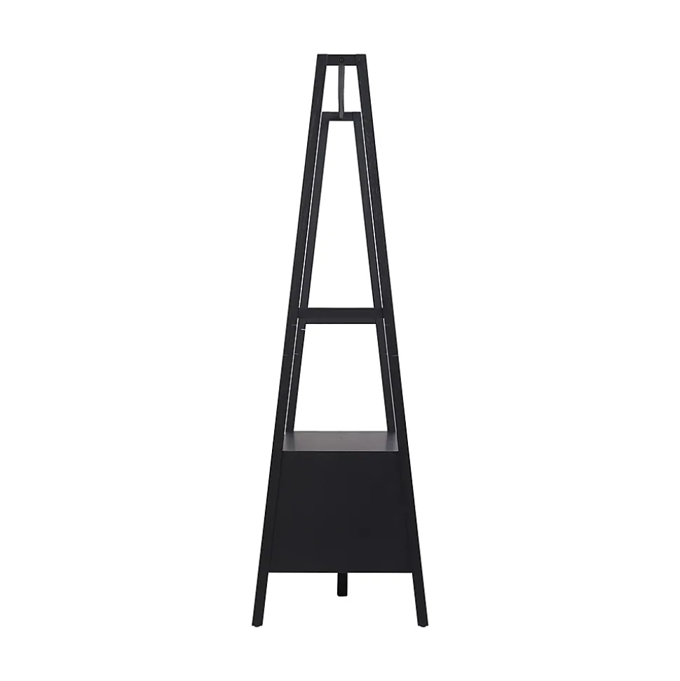 Portant à vêtements effet bois noir 1 étagère et 1 penderie 2 portes Homesight Arka l. 110 cm