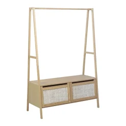 Portant à vêtements effet bois 1 étagère et 1 penderie 2 portes Homesight Arka l. 110 cm
