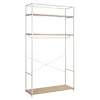 Portant à vêtements en bois et métal blanc 3 étagères et 1 penderie Homesight June l. 110 cm