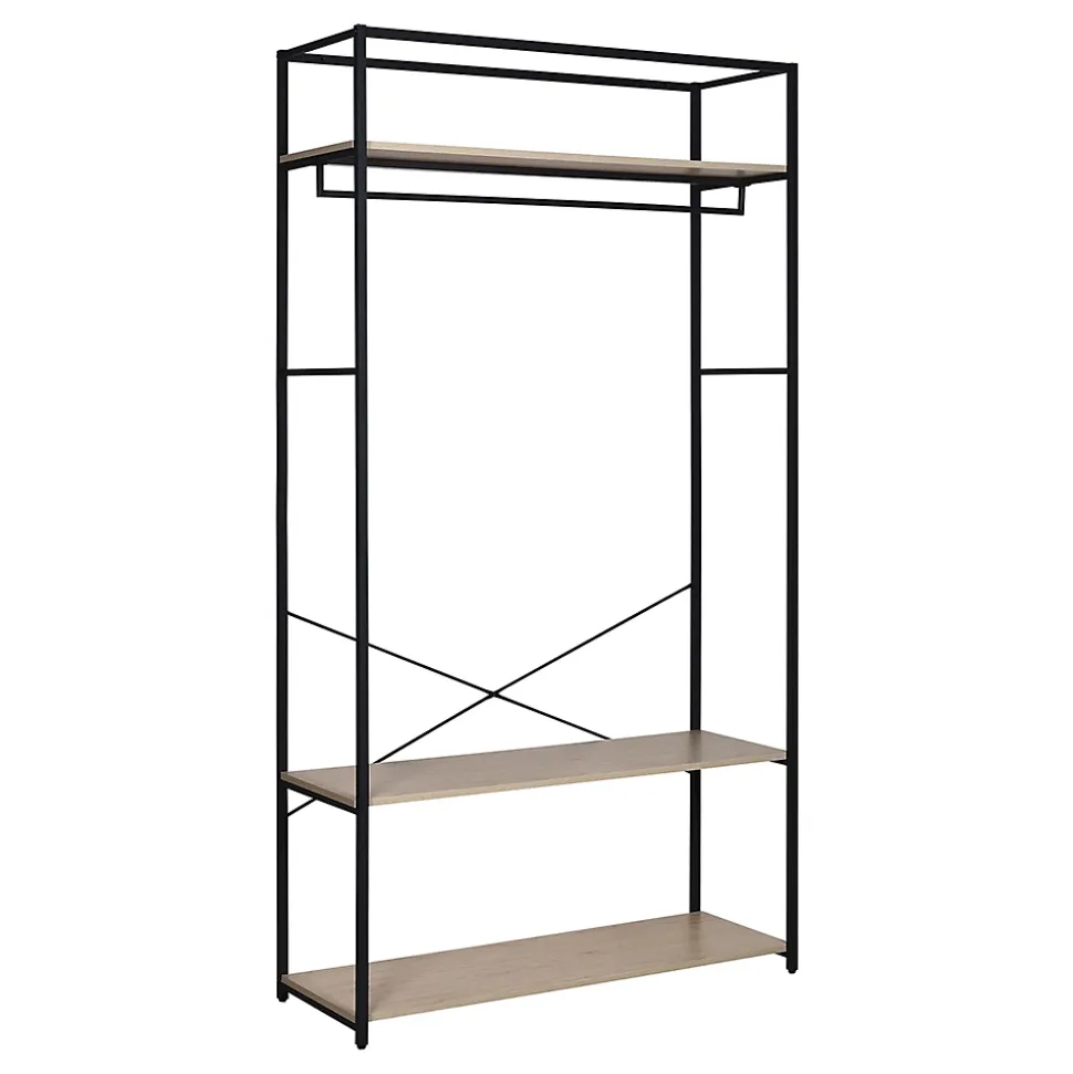 Portant à vêtements en bois et métal noir 3 étagères et 1 penderie Homesight June l. 110 cm