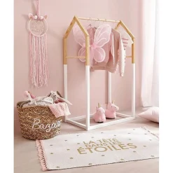 Portant à vêtements enfant Maison - bois & blanc 60x100 cm - Atmosphera