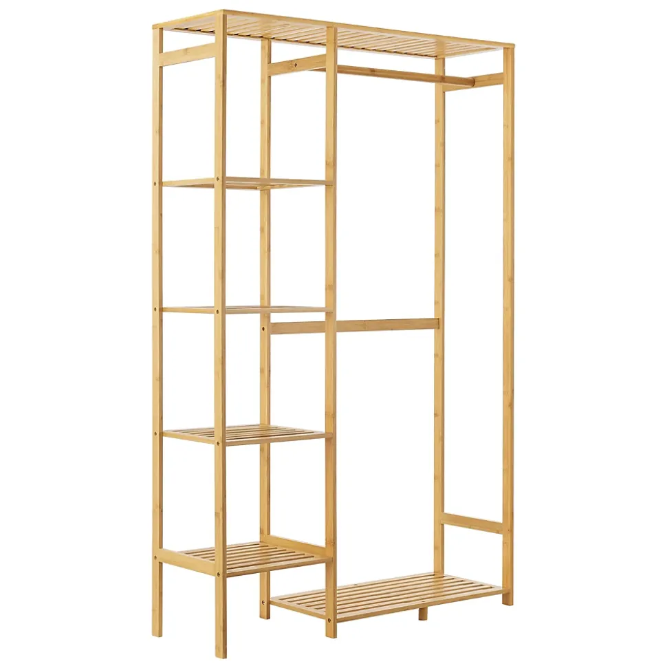 Portant à vêtements Eurajoki en bambou 145 x 90 x 30 cm en.casa
