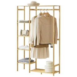 Portant à vêtements Eurajoki en bambou 145 x 90 x 30 cm en.casa