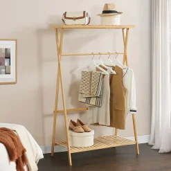 Portant à vêtements Horten bambou 140 x 90 x 45 cm naturel en.casa