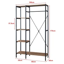 Portant à vêtements Hvidovre 170 x 100 x 35 cm noir effet bois en.casa