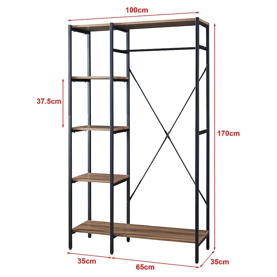 Portant à vêtements Hvidovre 170 x 100 x 35 cm noir effet bois en.casa