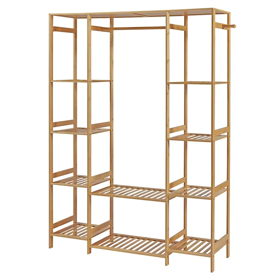 Portant à vêtements Ilomantsi bambou 165 x 122 x 35 cm naturel en.casa