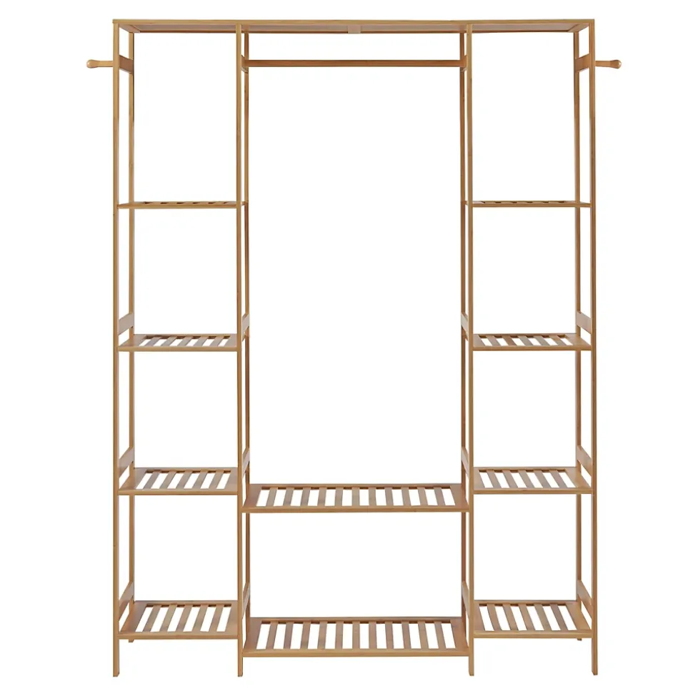 Portant à vêtements Ilomantsi bambou 165 x 122 x 35 cm naturel en.casa