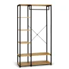 Portant à Vêtements Industriel Bois et Métal - Dressing avec Penderie et Étagères de Rangement - Design Robuste 167x90x40 cm