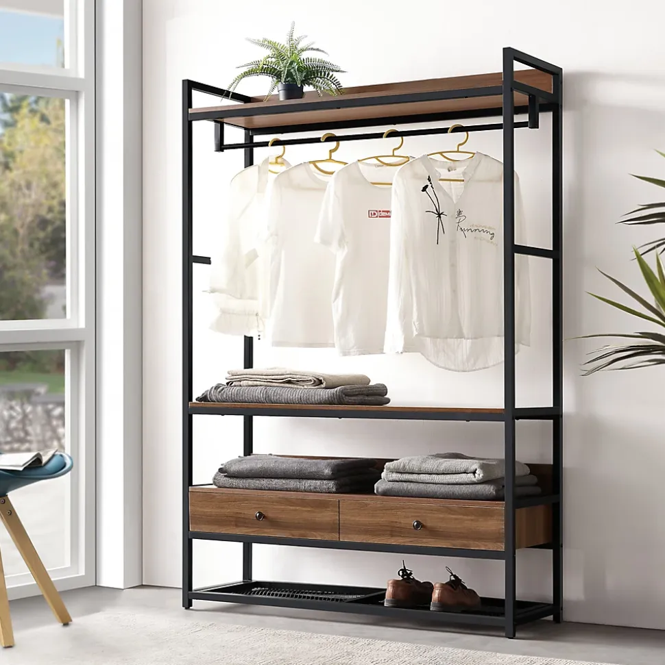 Portant à vêtements Isen 180 x 120 x 40 cm noir effet noyer en.casa