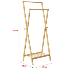 Portant à vêtements Keitele en bambou 150 x 60 x 42 cm en.casa