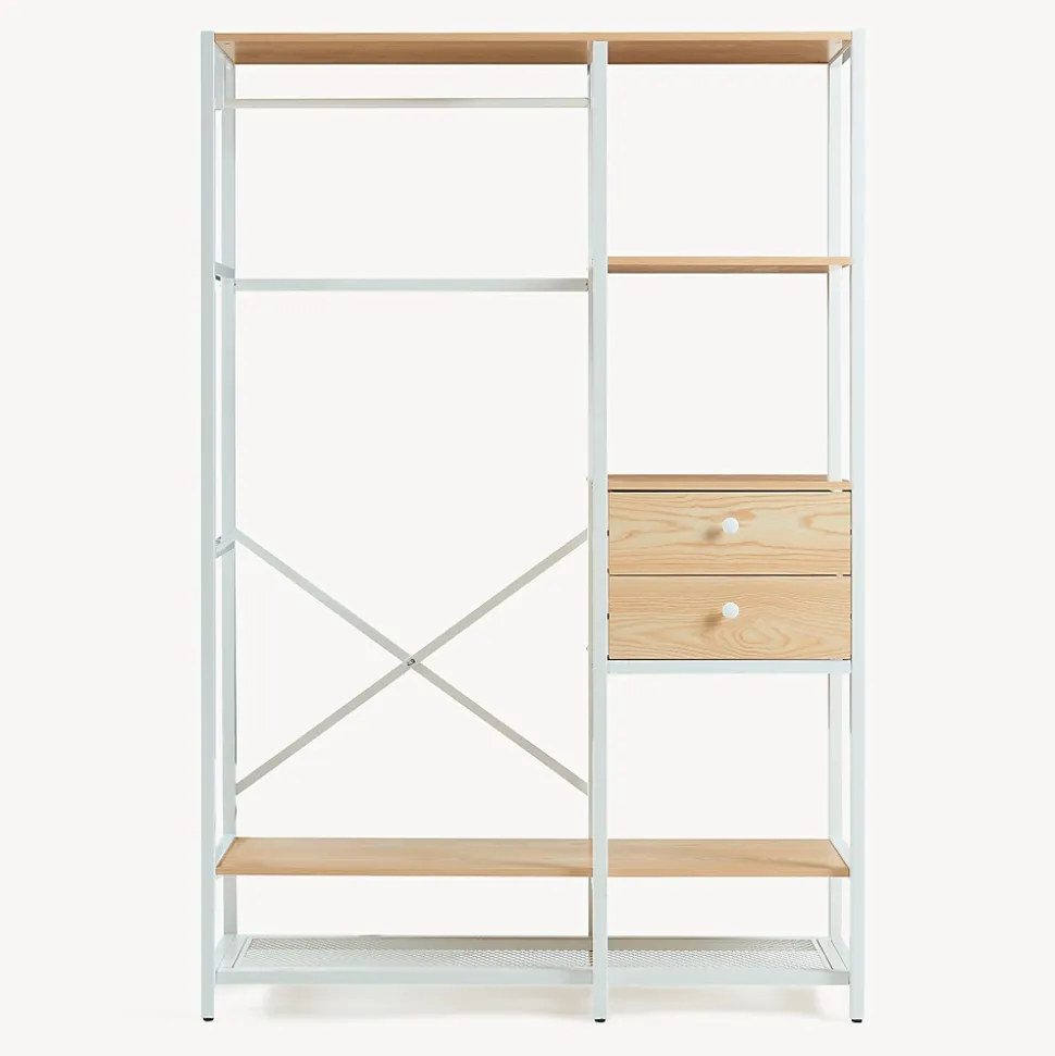 Portant à vêtements Larem 180 x 120 x 40 cm blanc effet chêne en.casa