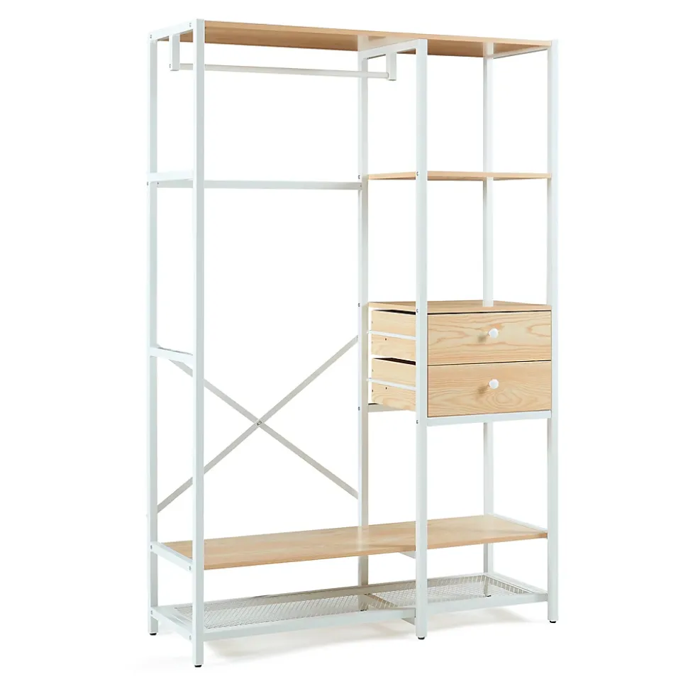 Portant à vêtements Larem 180 x 120 x 40 cm blanc effet chêne en.casa