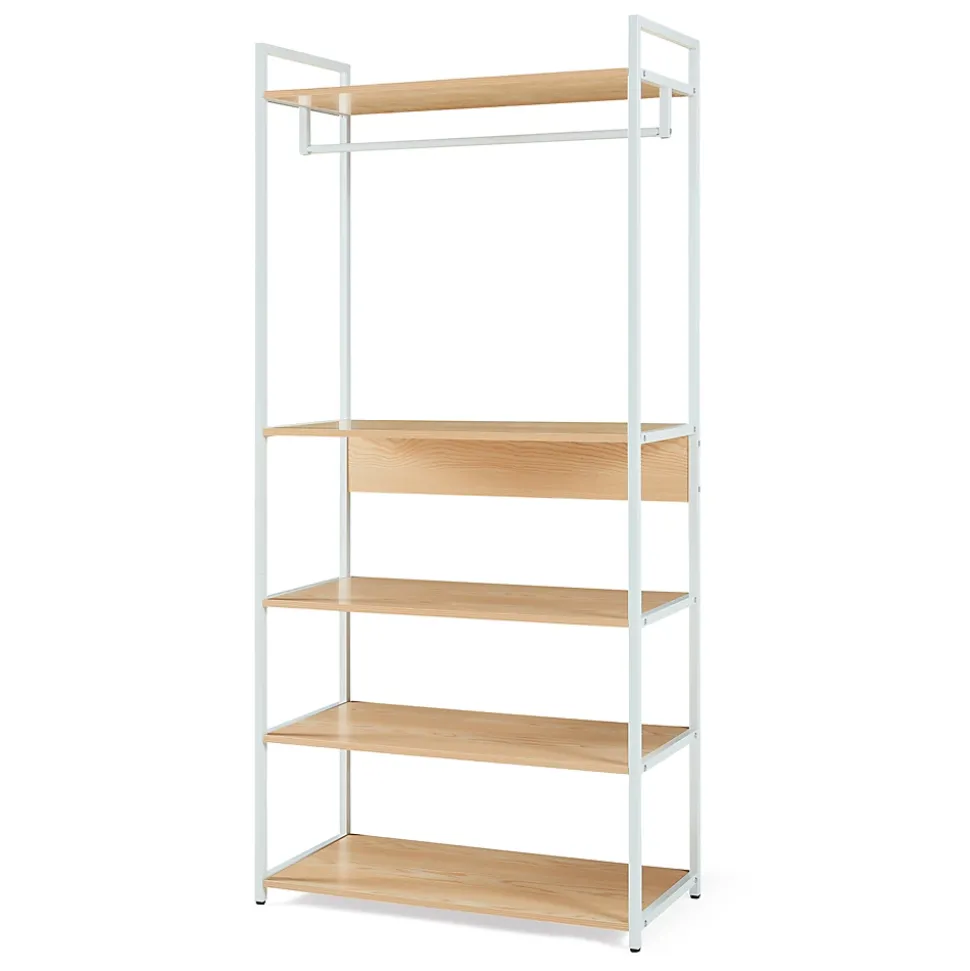 Portant à vêtements Larem avec 4 étagères 180 x 84 x 40 cm blanc effet chêne en.casa