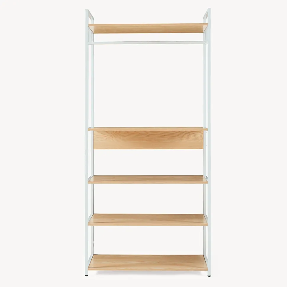 Portant à vêtements Larem avec 4 étagères 180 x 84 x 40 cm blanc effet chêne en.casa