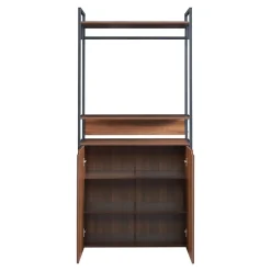 Portant à vêtements Larem avec armoire 180 x 84 x 40 cm noir effet noyer en.casa