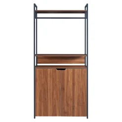 Portant à vêtements Larem avec armoire 180 x 84 x 40 cm noir effet noyer en.casa