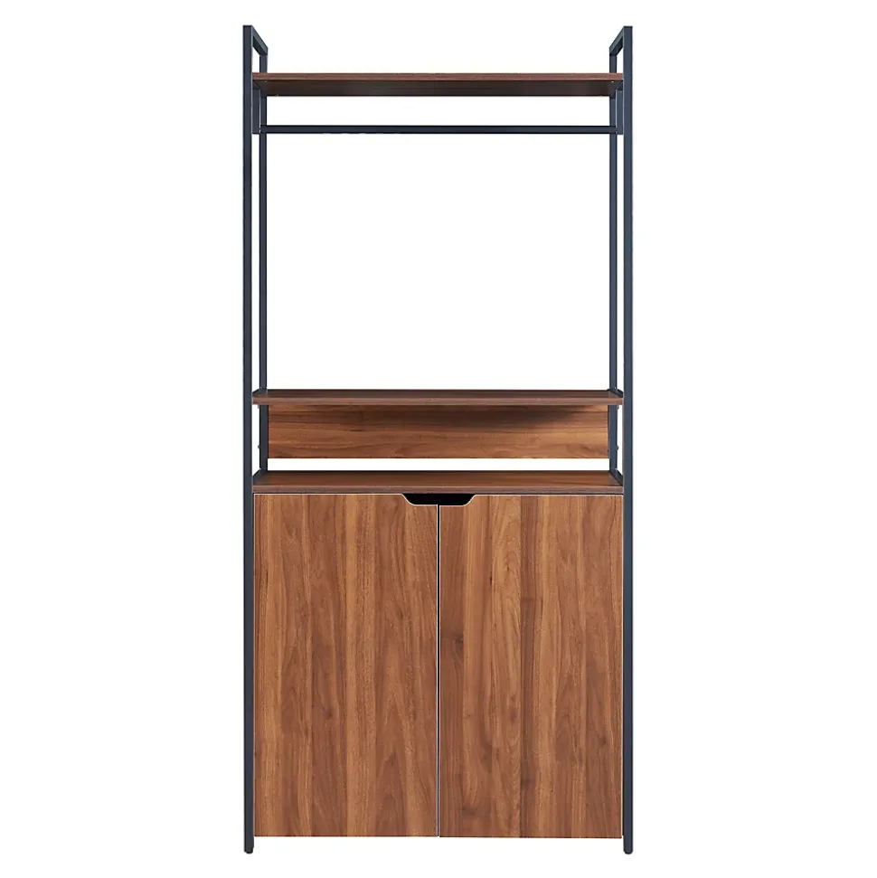 Portant à vêtements Larem avec armoire 180 x 84 x 40 cm noir effet noyer en.casa