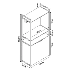 Portant à vêtements Larem avec armoire 180 x 84 x 40 cm noir effet noyer en.casa