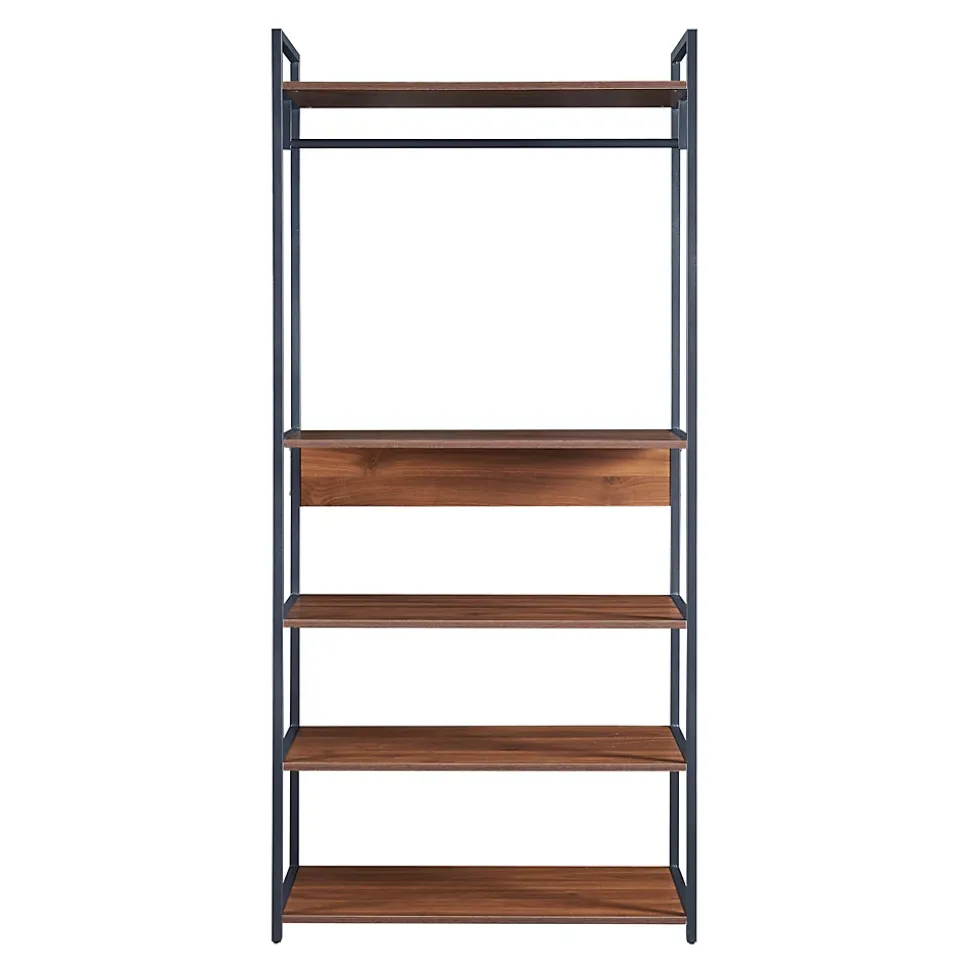 Portant à vêtements Larem avec 4 étagères 180 x 84 x 40 cm noir effet noyer en.casa