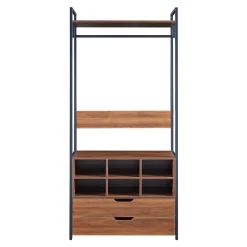 Portant à vêtements Larem avec 6 compartiments 180 x 84 x 40 cm noir effet noyer en.casa