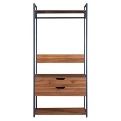 Portant à vêtements Larem avec 2 tiroirs 180 x 84 x 40 cm noir effet noyer en.casa