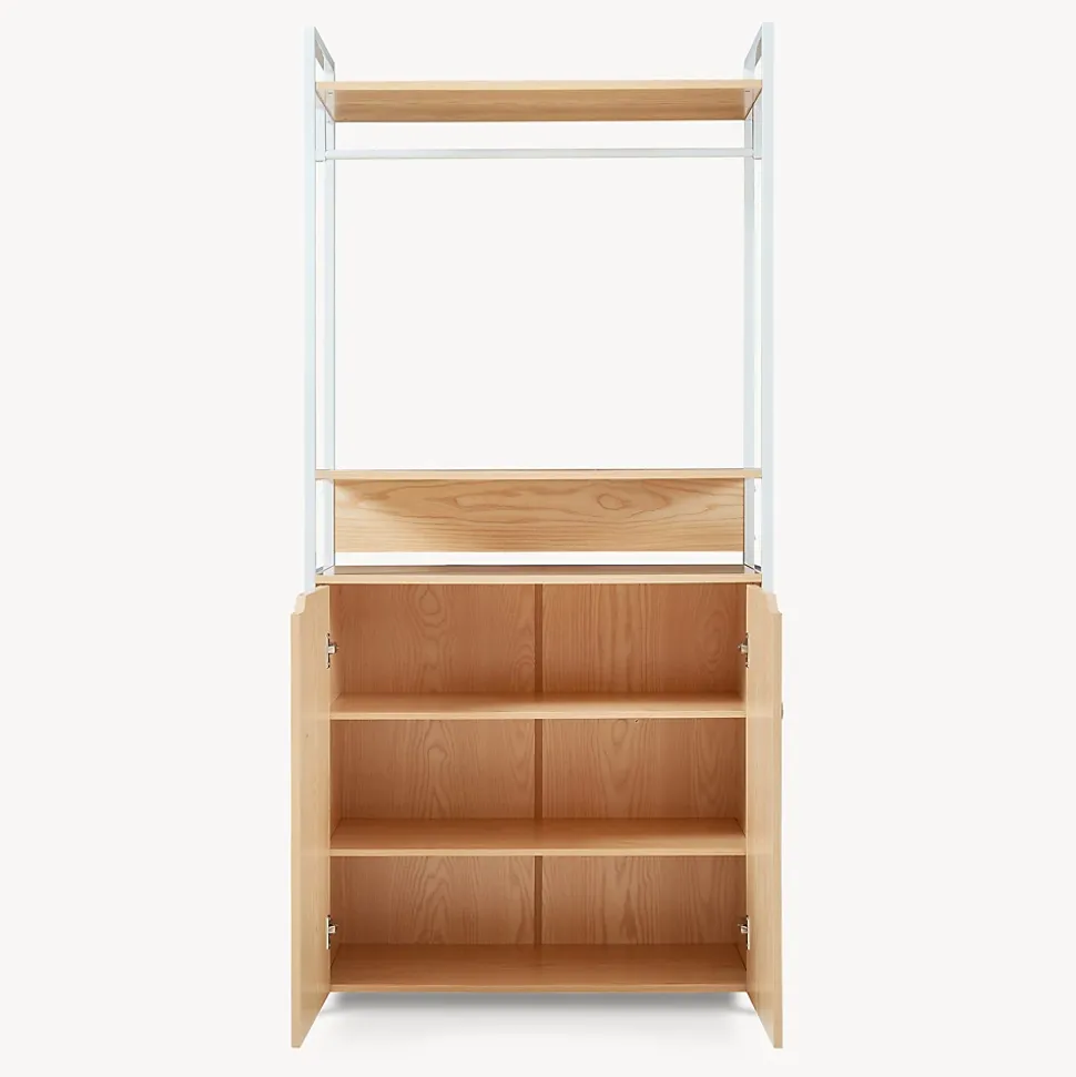 Portant à vêtements Larem avec armoire 180 x 84 x 40 cm blanc effet chêne en.casa