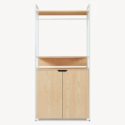 Portant à vêtements Larem avec armoire 180 x 84 x 40 cm blanc effet chêne en.casa