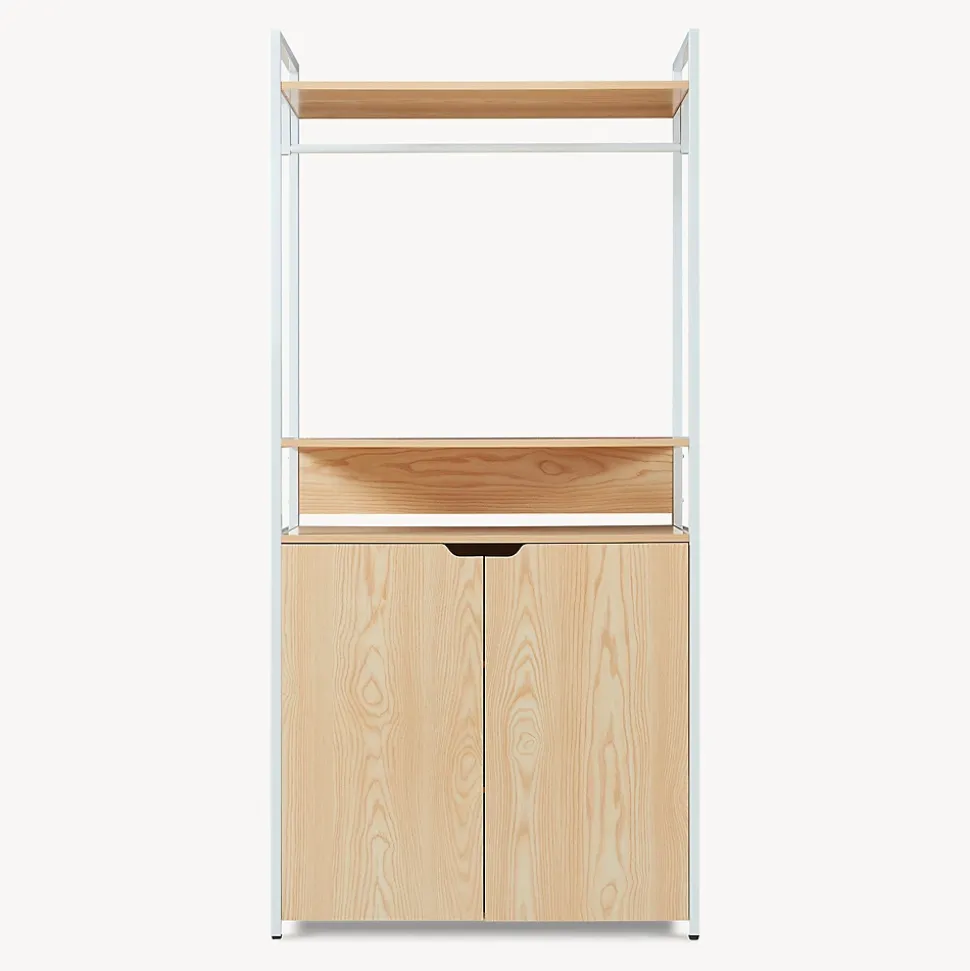 Portant à vêtements Larem avec armoire 180 x 84 x 40 cm blanc effet chêne en.casa