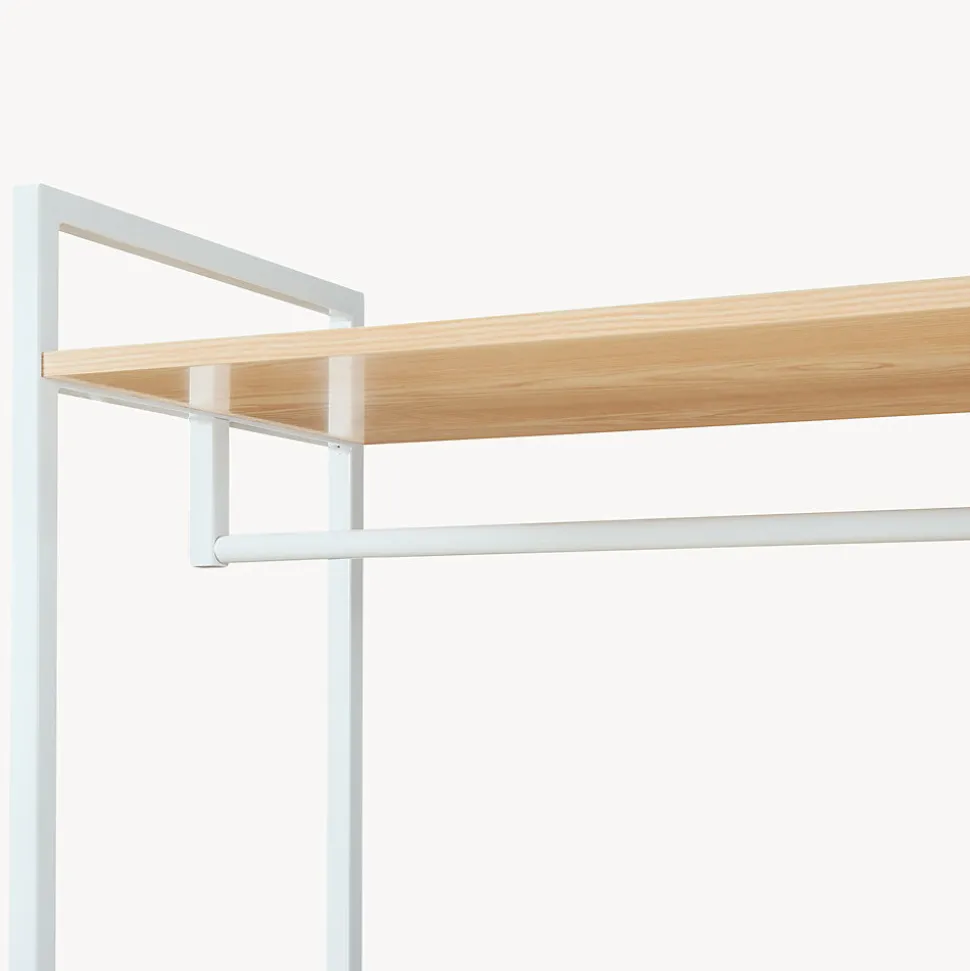 Portant à vêtements Larem avec armoire 180 x 84 x 40 cm blanc effet chêne en.casa
