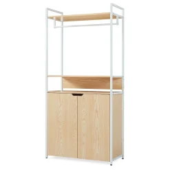 Portant à vêtements Larem avec armoire 180 x 84 x 40 cm blanc effet chêne en.casa