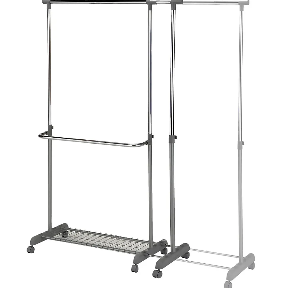 Portant à vêtements MERAN, en métal chromé et gris