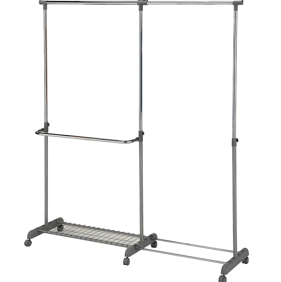 Portant à vêtements MERAN, en métal chromé et gris