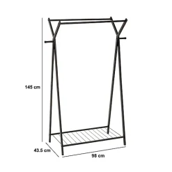 Portant à vêtements Metty en métal noir 98x43,5cm - Noir- 5five