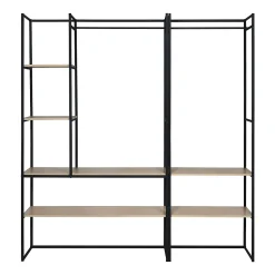 Portant à vêtements modulable en bois et métal noir 2 penderies Homesight Pharell l. 190 cm