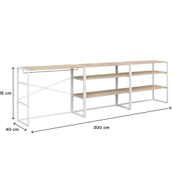 Portant à vêtements modulable sous combles en bois et métal blanc 4 étagères 1 penderie Homesight Kadra l. 300 cm