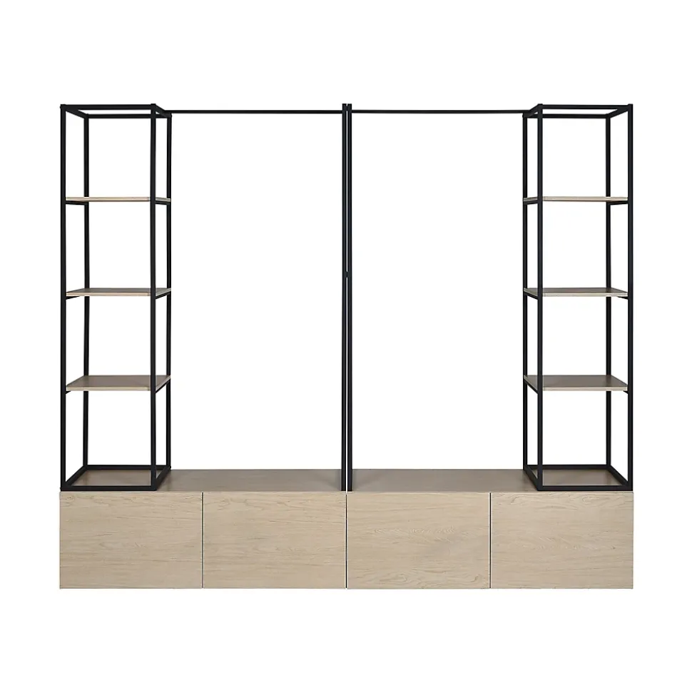 Portant à vêtements modulable en bois et métal noir 6 étagères 1 penderie 4 tiroirs Homesight Kleid l. 240 cm