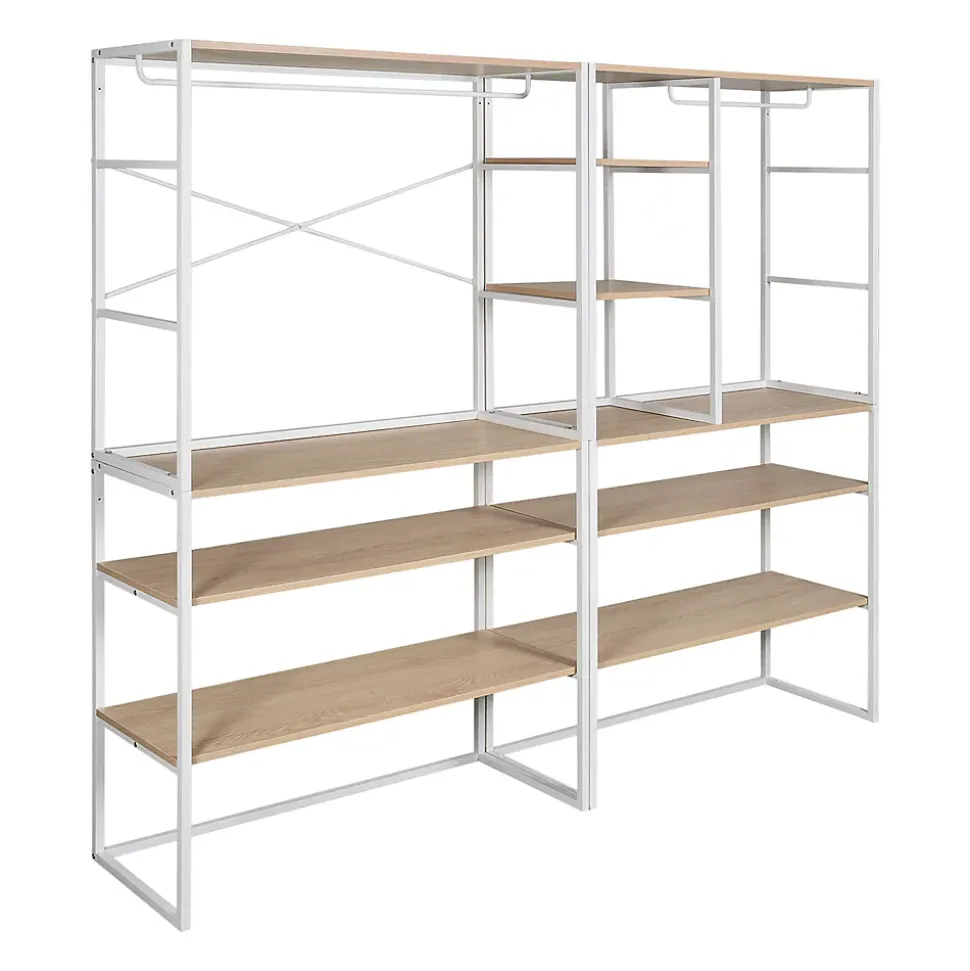 Portant à vêtements modulable sous combles en bois et métal noir 4 étagères et 2 penderies Homesight Kadra l. 400 cm