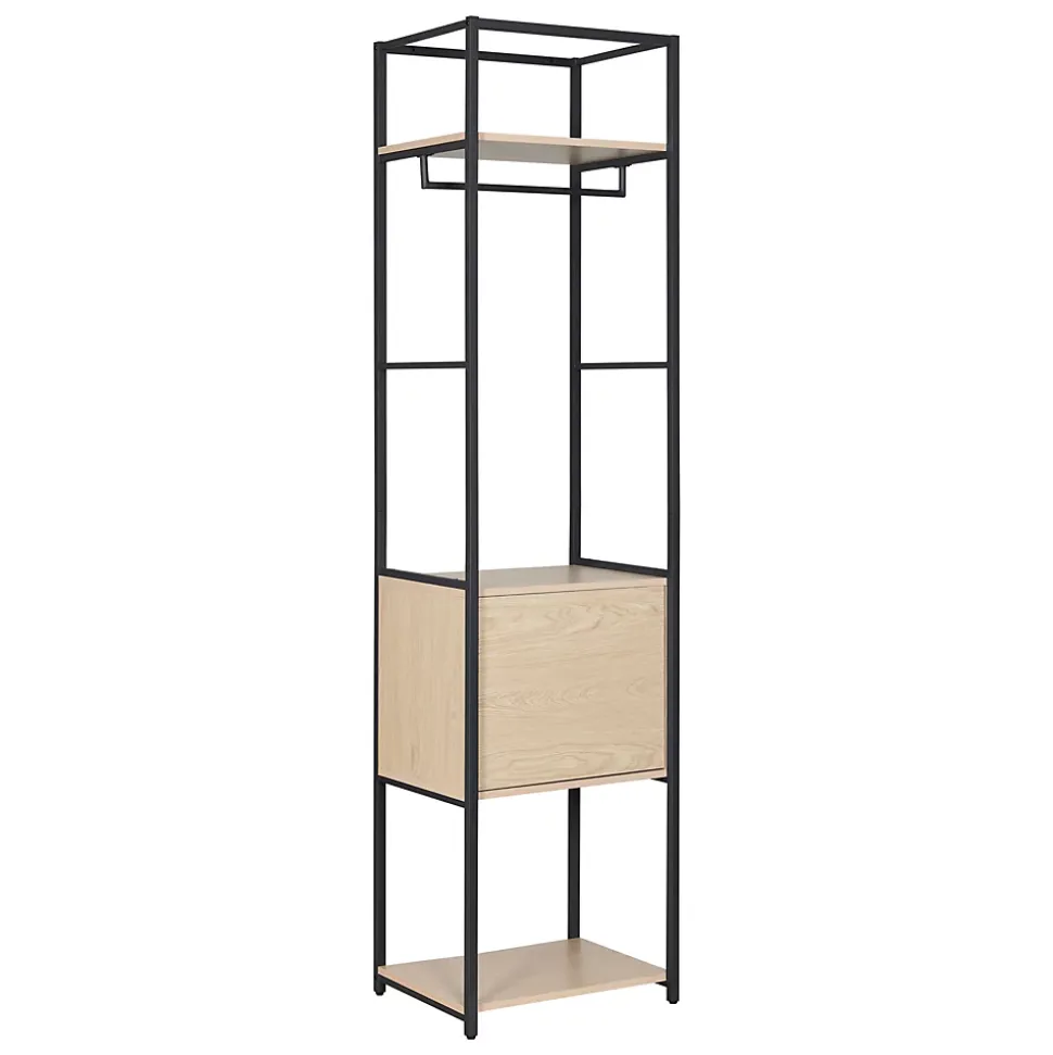 Portant à vêtements modulable en bois et métal noir 2 étagères et 1 penderie 1 porte Homesight June l. 50 cm