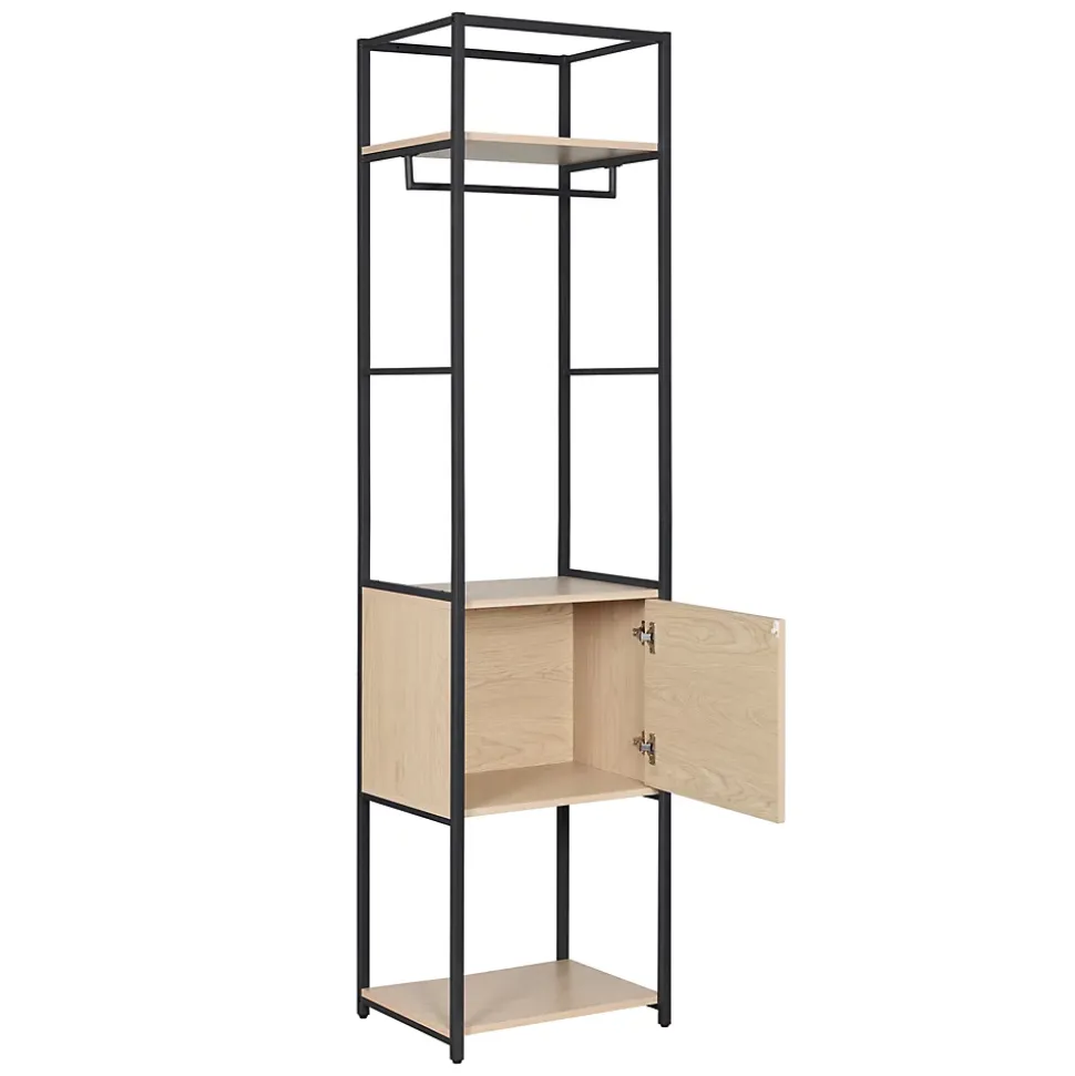Portant à vêtements modulable en bois et métal noir 2 étagères et 1 penderie 1 porte Homesight June l. 50 cm