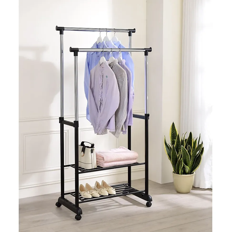 Portant à vêtements NELMA, en métal chromé et noir