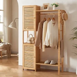 Portant à vêtements Oldsum bambou 164 x 99 x 29 cm naturel en.casa