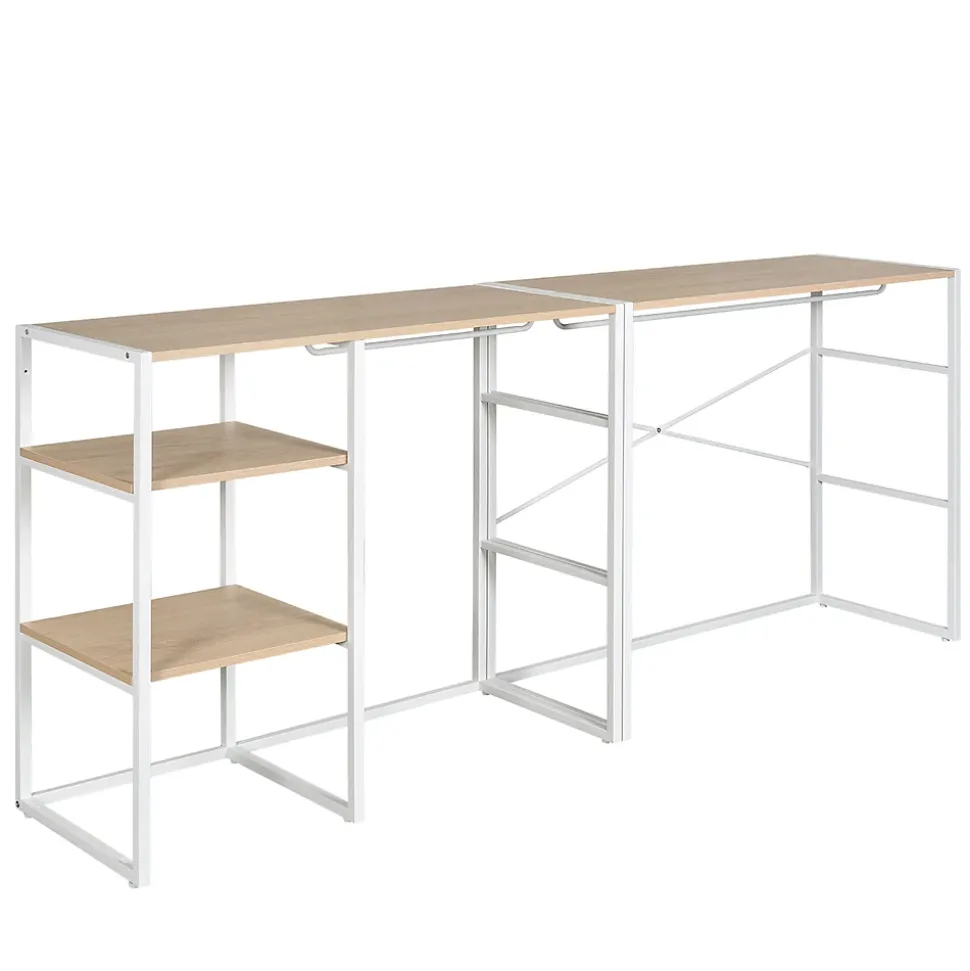 Portant à vêtements sous combles en bois et métal blanc 3 étagères et 2 penderies Homesight Kadra l. 200 cm