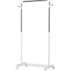 Portant à vêtements sur roulettes - hauteur réglable - 2 patères doubles - acier inox PP blanc