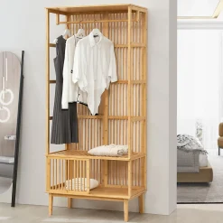 Portant à vêtements Vemb bambou 185 x 80 x 45 cm naturel en.casa