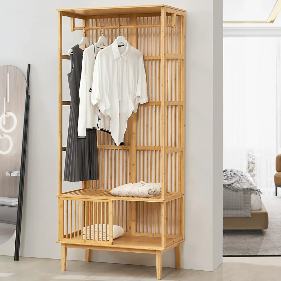 Portant à vêtements Vemb bambou 185 x 80 x 45 cm naturel en.casa